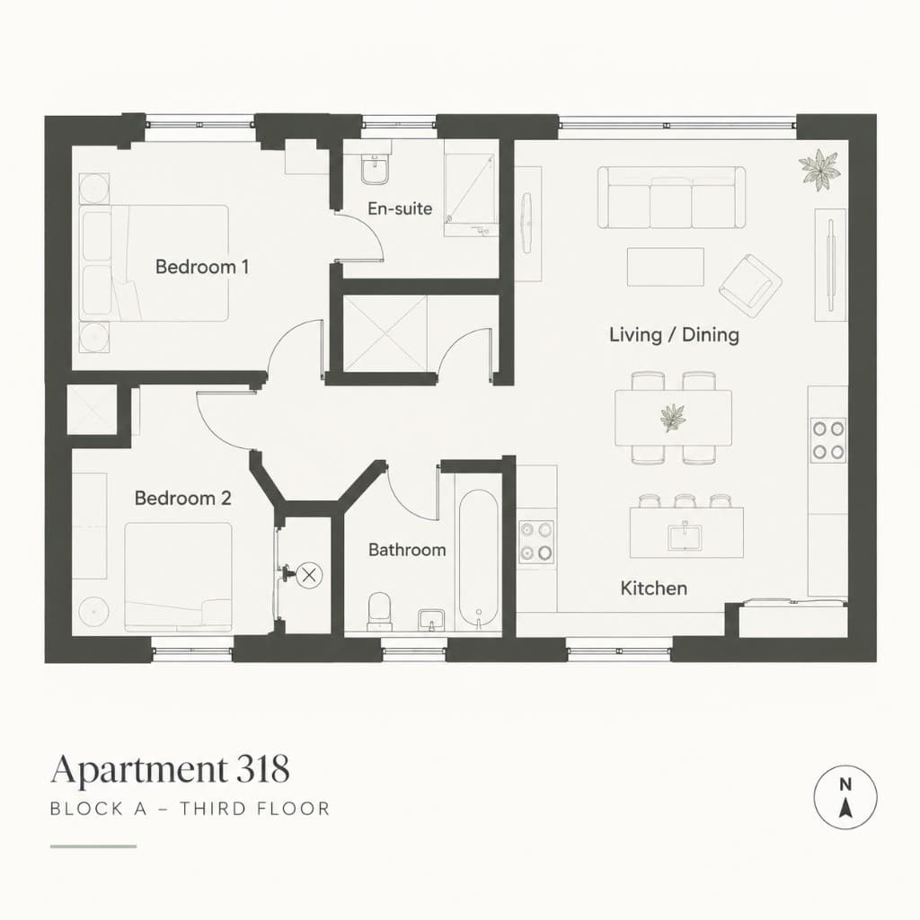 Apartment 112 floorplan, Block A, floor 1